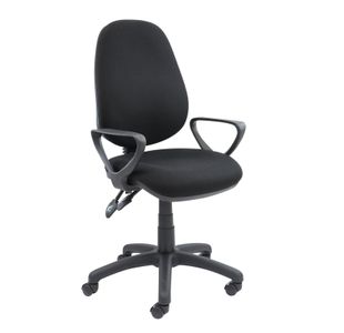 Vantage 100 2 lever PCB operators chair with fixed arms - black