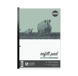 Rhino Refill Pad 160 Pgs Ruled/Margin A4 Pack of of 10 5010642414108