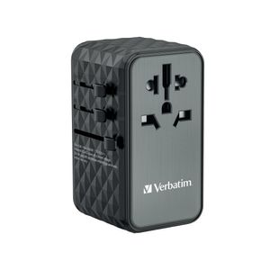 Verbatim UTA-06 GaN III Universal Travel Adapter 2x USB-C PD 100W + QC4+/2x USB-A QC 3.0 Black 32121