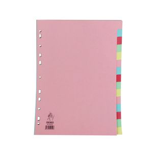 A4 Manilla Divider 110gsm 15-Part Pink with Assorted Tabs WX01516