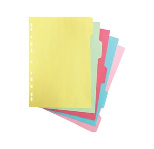 5-Part Dividers A4 Multipunched 110gsm Assorted WX26081