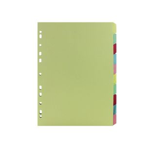 A4 Manilla Divider 110gsm 10-Part Green with Assorted Tabs ST05446