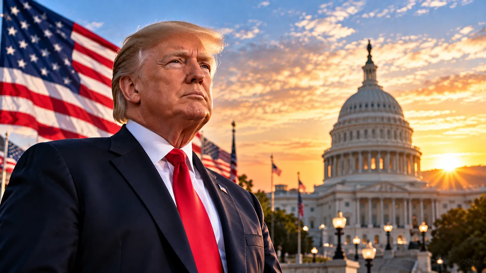 Donald Trump Patriotisches Porträt vor dem Kapitol