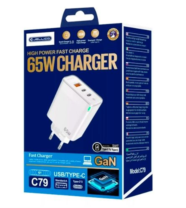 Adaptateur secteur Triple port 2X USB-C + 1X USB (65W) JELLICO C79 AR0018301