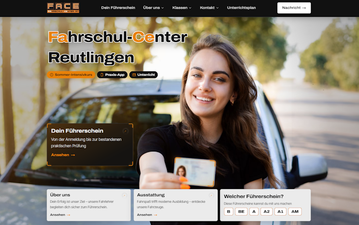 Fahrschul-Center Reutlingen auf einem Notebook-Bildschirm